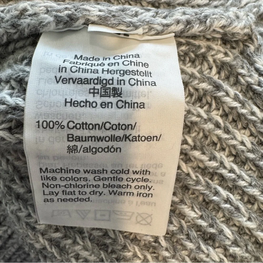 J. Crew Gray V-Neck Pullover Knit Sweater Cotton S